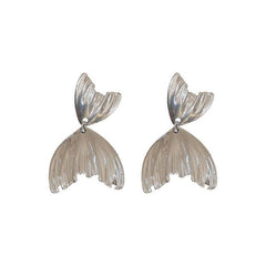 Metal Pleated Fishtail Earrings