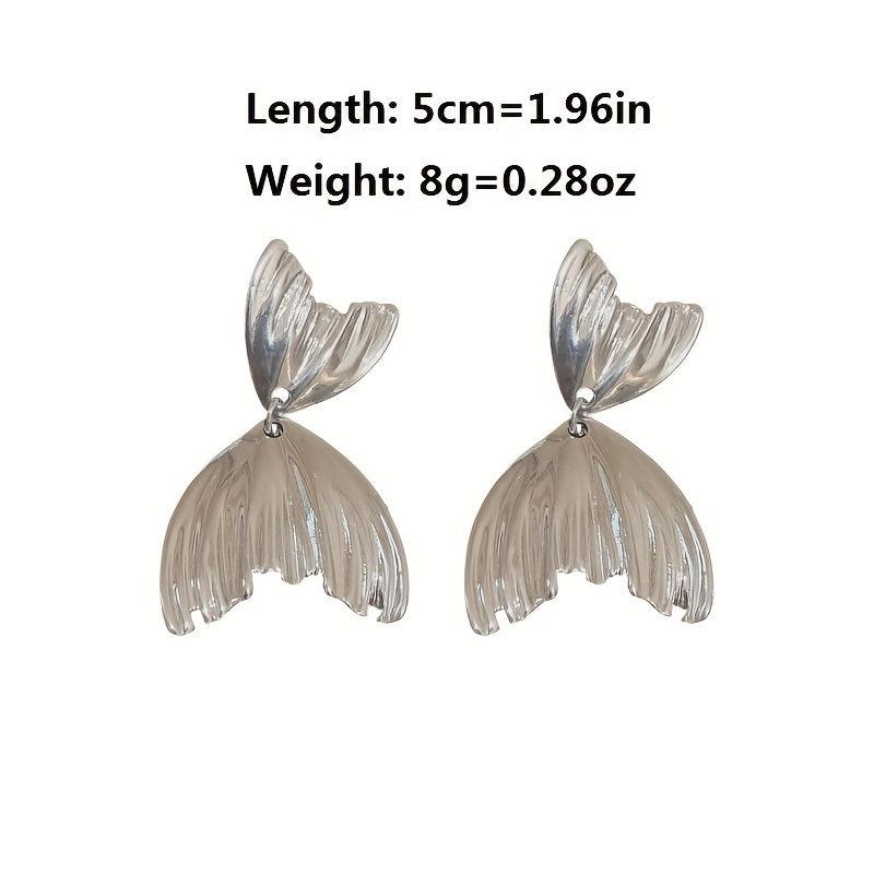 Metal Pleated Fishtail Earrings