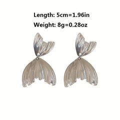 Metal Pleated Fishtail Earrings