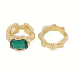 Retro Emerald Ring Women's Gothic Combination Ring Exaggerated Gemstone Ring