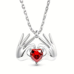 Heart-shaped Red Crystal Pendant Necklace Romantic Anniversary Gift