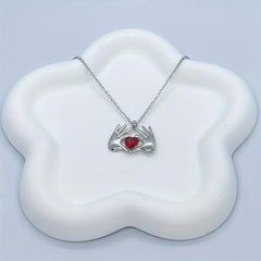 Heart-shaped Red Crystal Pendant Necklace Romantic Anniversary Gift