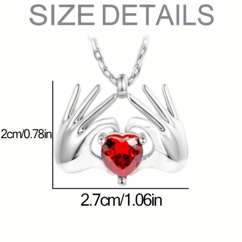 Heart-shaped Red Crystal Pendant Necklace Romantic Anniversary Gift