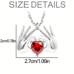 Heart-shaped Red Crystal Pendant Necklace Romantic Anniversary Gift