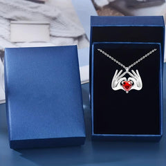 Heart-shaped Red Crystal Pendant Necklace Romantic Anniversary Gift