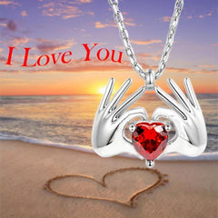 Heart-shaped Red Crystal Pendant Necklace Romantic Anniversary Gift