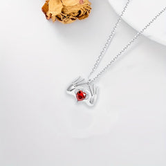 Heart-shaped Red Crystal Pendant Necklace Romantic Anniversary Gift