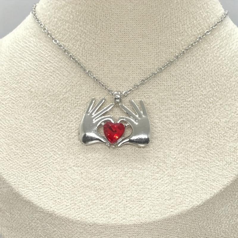 Heart-shaped Red Crystal Pendant Necklace Romantic Anniversary Gift