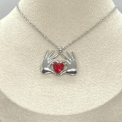 Heart-shaped Red Crystal Pendant Necklace Romantic Anniversary Gift