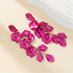 Vintage Botanical Flower Tassel Petal Earrings For Party