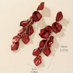 Vintage Botanical Flower Tassel Petal Earrings For Party