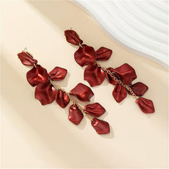 Vintage Botanical Flower Tassel Petal Earrings For Party