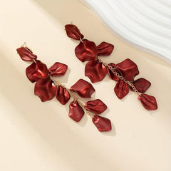 Vintage Botanical Flower Tassel Petal Earrings For Party