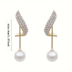 Artificial Diamond Pearl Earrings Elegant French Style
