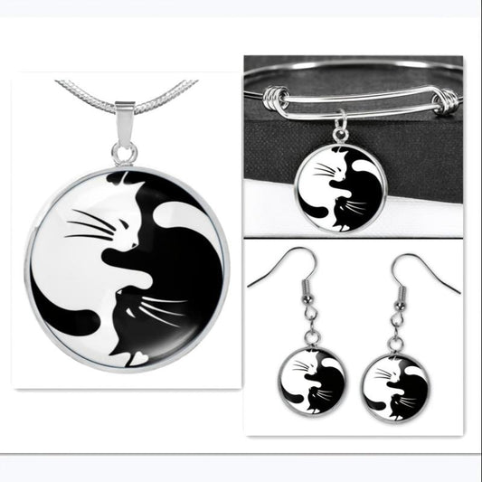 Yin Yang Cat Drop Glue Pendant Necklace