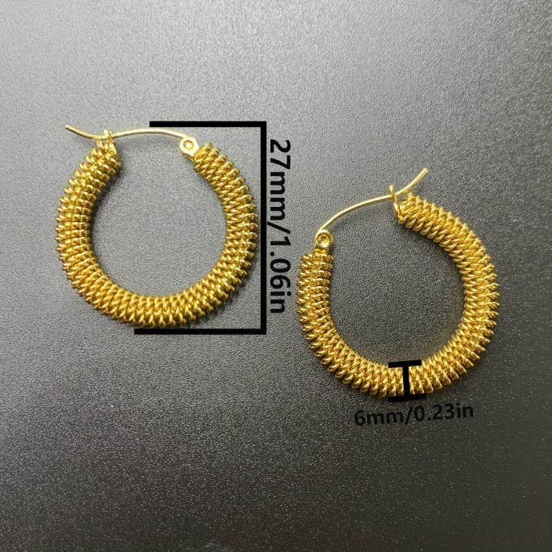 Vintage Twisted Circle C Earrings Titanium Steel