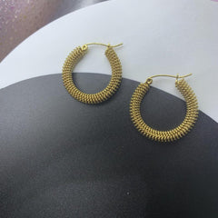 Vintage Twisted Circle C Earrings Titanium Steel