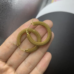 Vintage Twisted Circle C Earrings Titanium Steel
