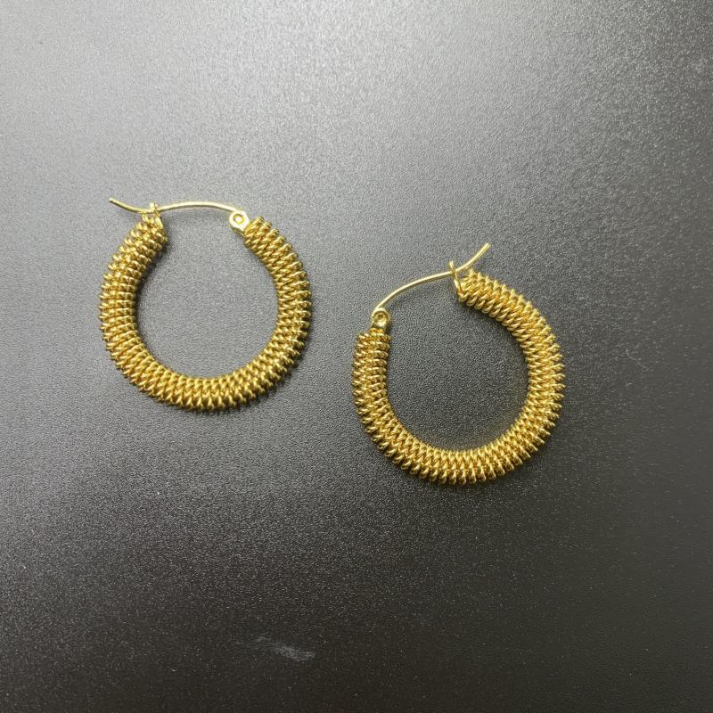 Vintage Twisted Circle C Earrings Titanium Steel