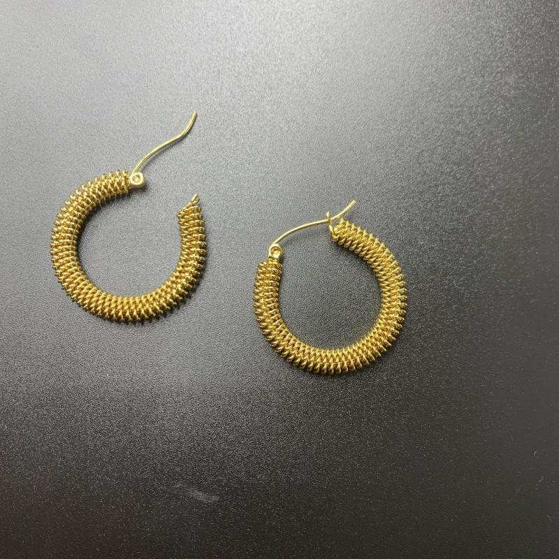 Vintage Twisted Circle C Earrings Titanium Steel