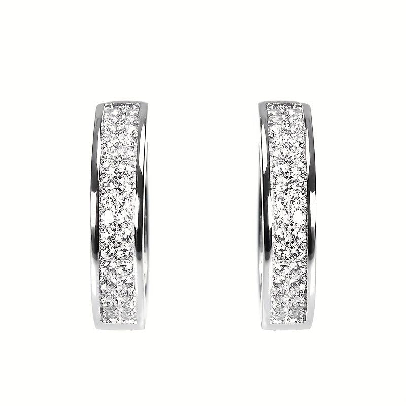 Hip Hop Stud Earrings with Diamond Zircon Encrusting
