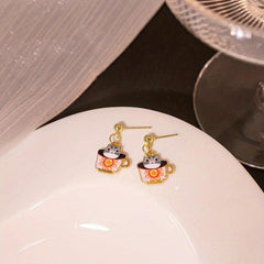 Teacup Cat Earrings Gift for Women