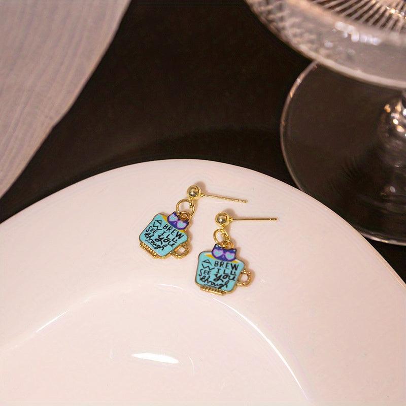 Teacup Cat Earrings Gift for Women