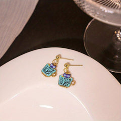 Teacup Cat Earrings Gift for Women