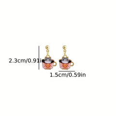 Teacup Cat Earrings Gift for Women