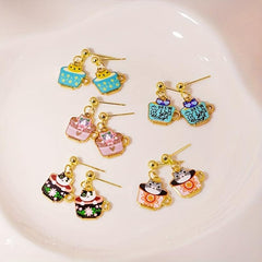 Teacup Cat Earrings Gift for Women