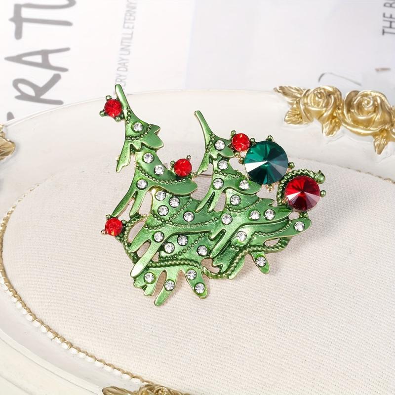 Alloy Drop-Painted Christmas Tree Brooch