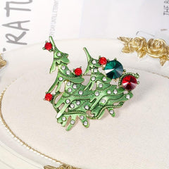 Alloy Drop-Painted Christmas Tree Brooch