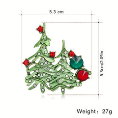 Alloy Drop-Painted Christmas Tree Brooch
