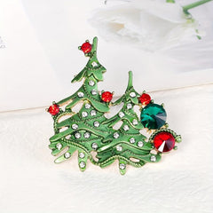 Alloy Drop-Painted Christmas Tree Brooch