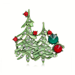 Alloy Drop-Painted Christmas Tree Brooch