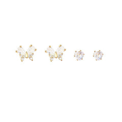 Butterfly Love Heart Earrings Set Versatile Sense Earrings