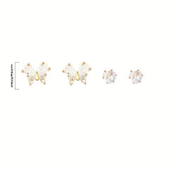 Butterfly Love Heart Earrings Set Versatile Sense Earrings