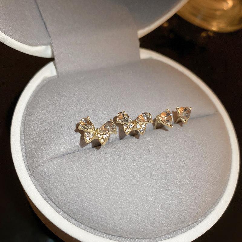 Butterfly Love Heart Earrings Set Versatile Sense Earrings