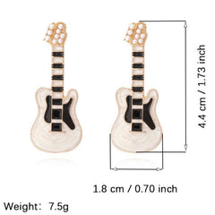 Punk Guitar Earrings Pearl Rock Studs - Halloween Christmas Gift