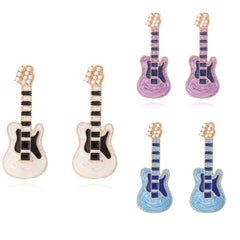 Punk Guitar Earrings Pearl Rock Studs - Halloween Christmas Gift