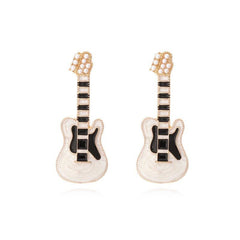 Punk Guitar Earrings Pearl Rock Studs - Halloween Christmas Gift