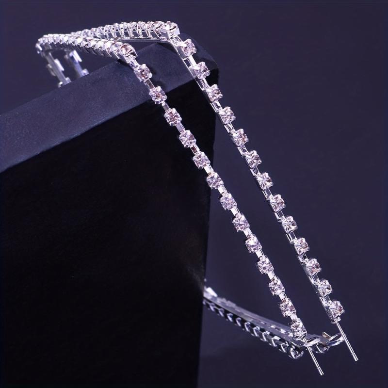 Geometric Stud Earrings Rhinestone Alloy Ear Jewelry