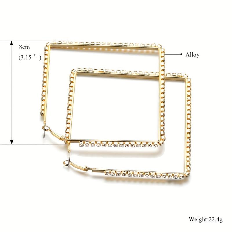 Geometric Stud Earrings Rhinestone Alloy Ear Jewelry