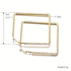 Geometric Stud Earrings Rhinestone Alloy Ear Jewelry
