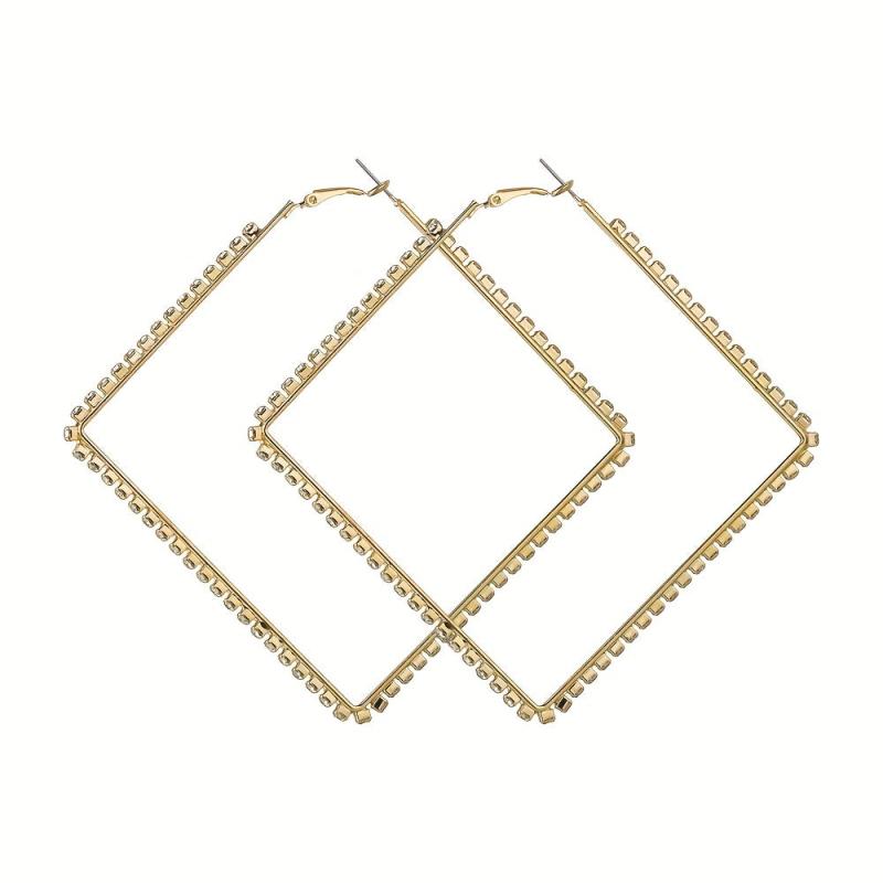 Geometric Stud Earrings Rhinestone Alloy Ear Jewelry