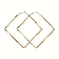Geometric Stud Earrings Rhinestone Alloy Ear Jewelry
