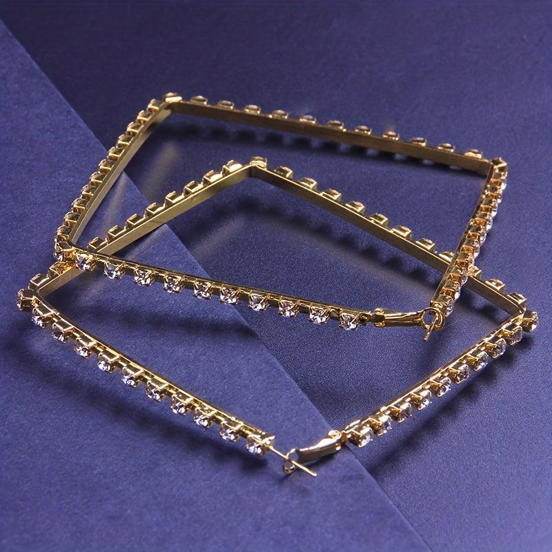 Geometric Stud Earrings Rhinestone Alloy Ear Jewelry