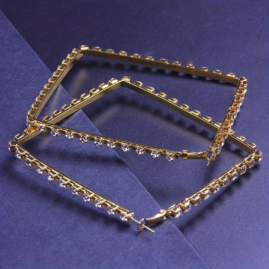 Geometric Stud Earrings Rhinestone Alloy Ear Jewelry