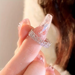 Pink Artificial Diamond Heart Ring Full of Diamonds Girlfriend Finger Ring