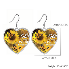 Sunflower Heart Glass Pendant Set Graduation Party Girl Decorative Jewelry